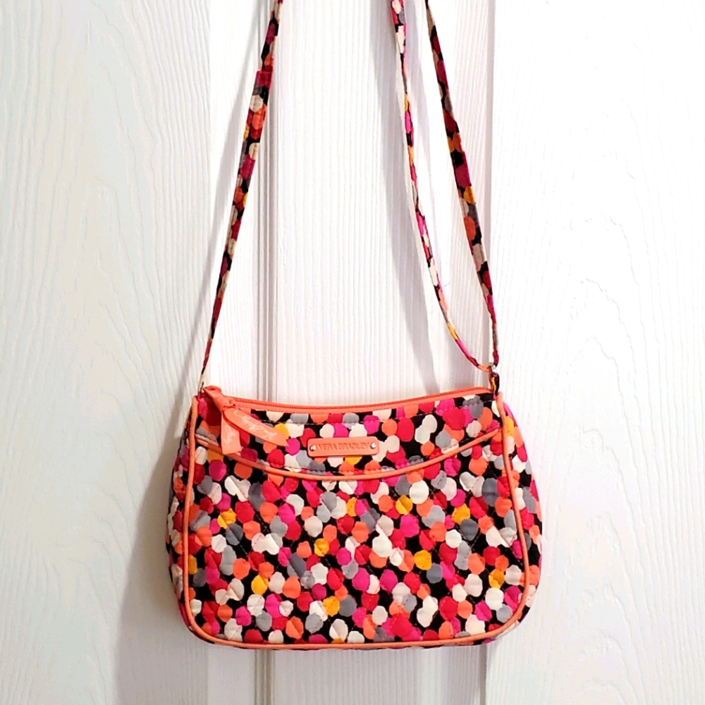 Vera Bradley pink and orange polka dot crossbody